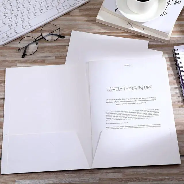 Alt view image 10 of 12 - 100 Pack Folder with 2 Pocket Glossy Laminated Letter Size Paper Folder with Pocket Bulk Paper Portfolios for School, Teacher, College, Office (White)