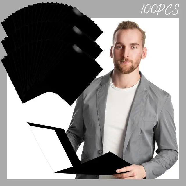 Alt view image 9 of 12 - 100 Pack Folder with 2 Pocket Glossy Laminated Letter Size Paper Folder with Pocket Bulk Paper Portfolios for School, Teacher, College, Office (Black)