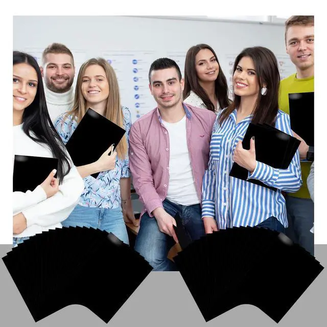 Alt view image 12 of 12 - 100 Pack Folder with 2 Pocket Glossy Laminated Letter Size Paper Folder with Pocket Bulk Paper Portfolios for School, Teacher, College, Office (Black)