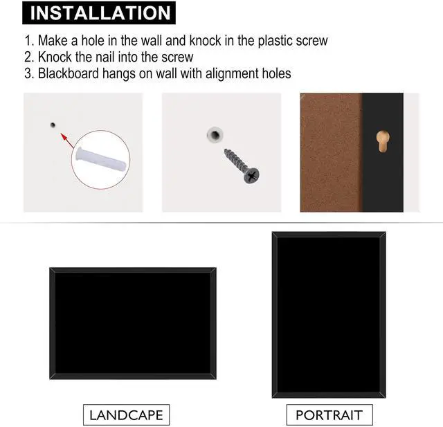 Alt view image 14 of 14 - Magnetic Chalkboard Black Board 24 x 36, Large Chalkboard Blackboard for Wall Decor, Easy-to-Erase Wood Framed Magnet Board for School, Home & Office (Black)