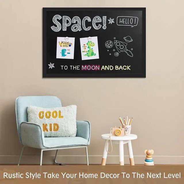 Alt view image 11 of 14 - Magnetic Chalkboard Black Board 24 x 36, Large Chalkboard Blackboard for Wall Decor, Easy-to-Erase Wood Framed Magnet Board for School, Home & Office (Black)