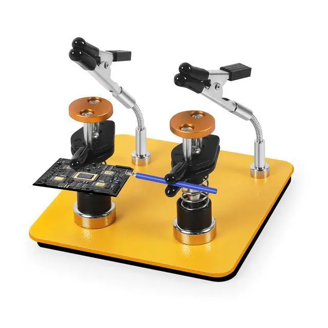 Alt view image 8 of 14 - Helping Hands Clamp Metal, Adjustable Third Hand Soldering Holder Stand For Electronics, Hobby DIY, Craft, Jewelry, PCB Repair Solder Aid Station (Yellowblack, small)