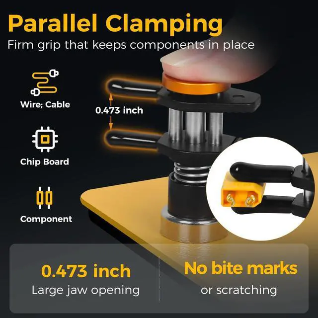 Alt view image 9 of 14 - Helping Hands Clamp Metal, Adjustable Third Hand Soldering Holder Stand For Electronics, Hobby DIY, Craft, Jewelry, PCB Repair Solder Aid Station (Yellowblack, small)