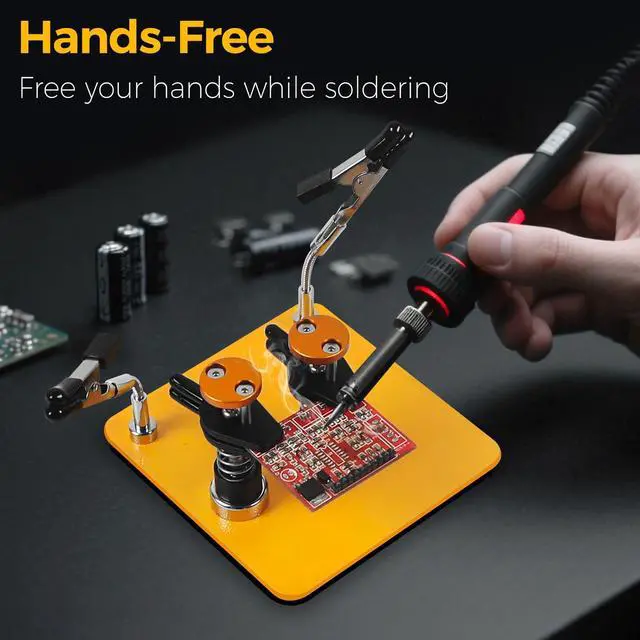 Alt view image 11 of 14 - Helping Hands Clamp Metal, Adjustable Third Hand Soldering Holder Stand For Electronics, Hobby DIY, Craft, Jewelry, PCB Repair Solder Aid Station (Yellowblack, small)