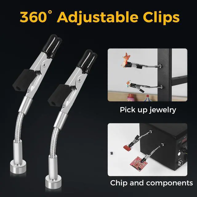 Alt view image 12 of 14 - Helping Hands Clamp Metal, Adjustable Third Hand Soldering Holder Stand For Electronics, Hobby DIY, Craft, Jewelry, PCB Repair Solder Aid Station (Yellowblack, small)