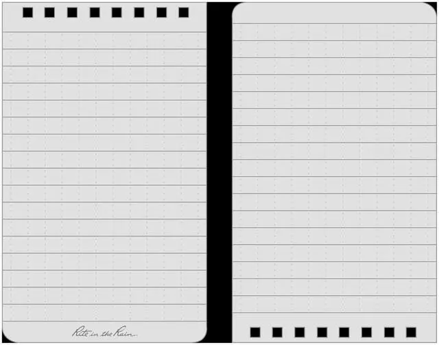 Alt view image 11 of 14 - Weatherproof 3" x 5" Top Spiral Notebook Kit: Black CORDURA Fabric Cover, 3" x 5" Black Notebook, and Weatherproof Pen (No. 735B-KITL)