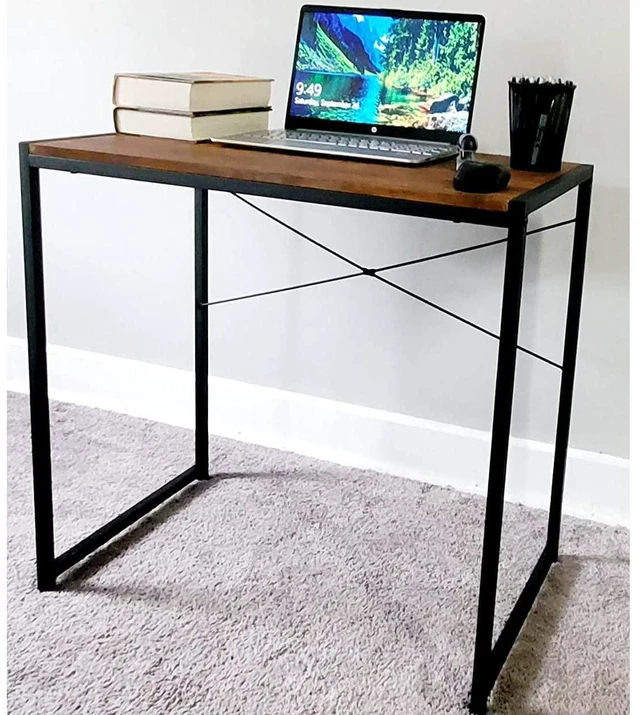 Alt view image 8 of 12 - Multifunctional Rectangular Desk, Coffee Top and Black Legs | Metal Frame