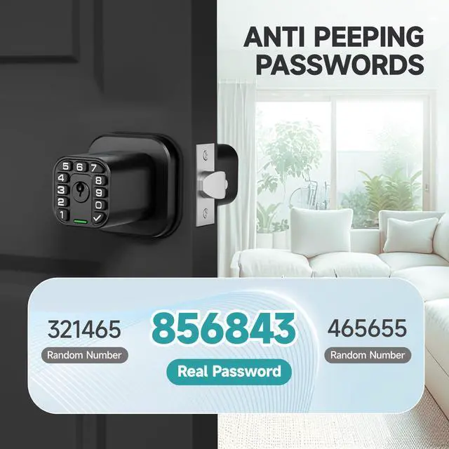 Alt view image 13 of 14 - Fingerprint Door knob, Smart Biometric Door Lock with Keypad, Keyless Entry Code Door Knob, Waterproof & Weatherproof, Auto Lock,Voice Navigation, For Bedroom, Gate,Office -Matte Black