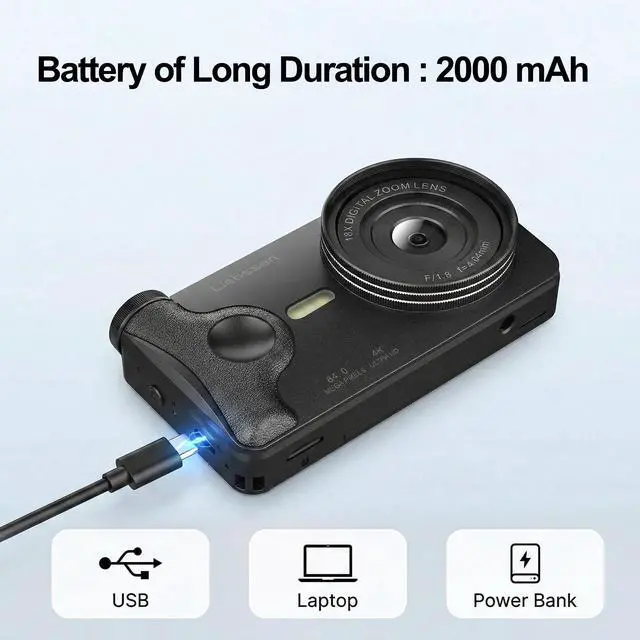 Alt view image 7 of 7 - 4K Digital Camera 64MP Autofocus 3.0'' 180° Flip Screen Portable for Photo & Vlog Featuring Time Lapse & Slow Motion&20 Filters 32GB 2000mAh for Social Media CreatorBeginner&Childen (Black, Camera)