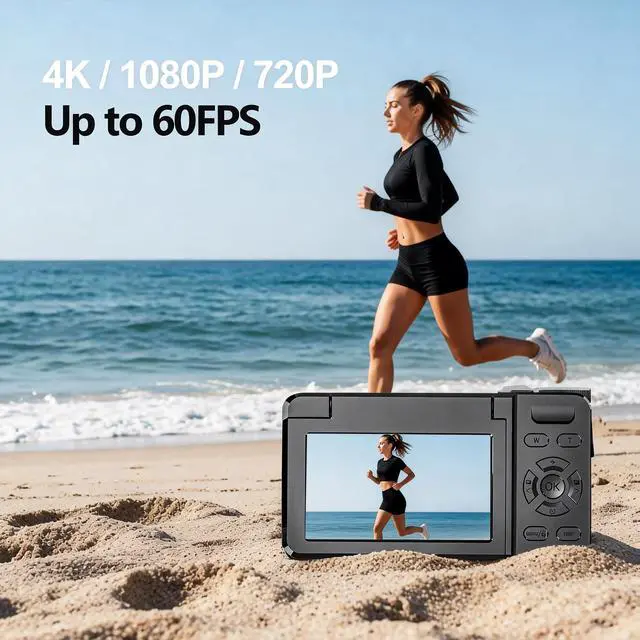 Alt view image 8 of 8 - 4K Digital Camera 64MP Autofocus 3.0'' 180° Flip Screen Portable for Photo & Vlog Featuring Time Lapse & Slow Motion&20 Filters 32GB 2000mAh for Social Media CreatorBeginner&Childen (Black, Camera)