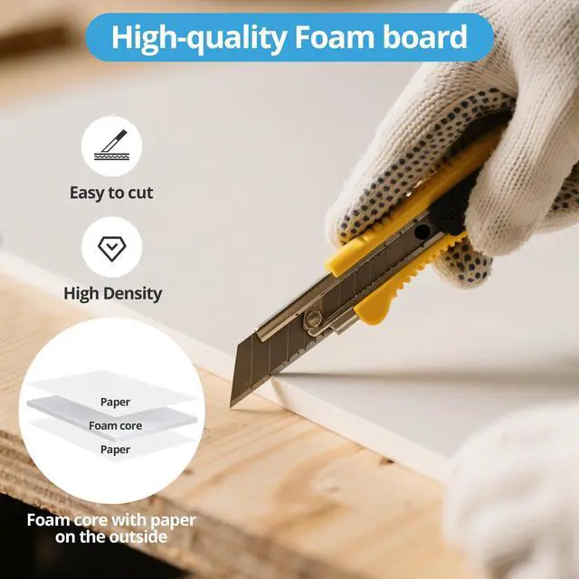 Alt view image 10 of 14 - Foam Board 24"x36", Foam Core Board for Projects, Black Poster Board for Painting, Displaying (12 Pack White)