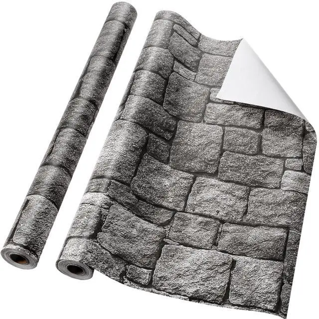 Alt view image 8 of 14 - 2 Rolls Gray Brick Bulletin Board Paper 24 Inch x 100ft Stone Fade Resistant Paper Roll for Created Resources Classroom Decor