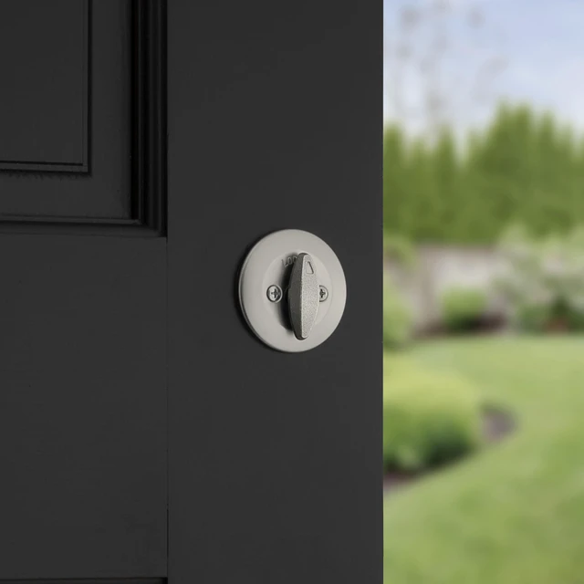 Alt view image 10 of 14 - 660 Deadbolt Lock, Satin Nickel Round Exterior Keyed Front Entry Door, Single Cylinder Dead Bolt, with Microban Protection