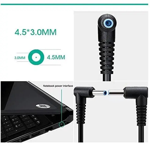 Alt view image 9 of 12 - Laptop Charger Replacement for HP Laptop Computer 45W Smart Blue Tip Power Adapter