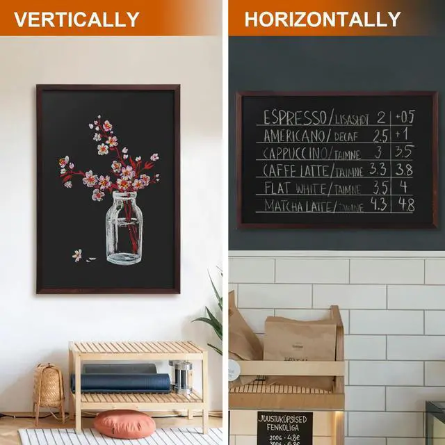 Alt view image 11 of 14 - Magnetic Chalkboard, 24 x 36 Inches Wooden-Framed Blackboard, Hanging Chalk Board for School Office Home and Restaurant Menu