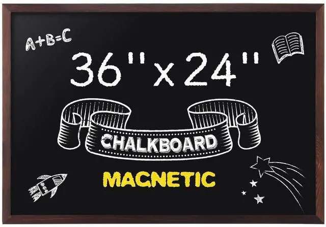 Alt view image 8 of 14 - Magnetic Chalkboard, 24 x 36 Inches Wooden-Framed Blackboard, Hanging Chalk Board for School Office Home and Restaurant Menu