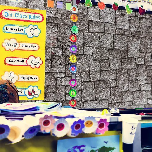 Alt view image 12 of 14 - 2 Rolls Gray Brick Bulletin Board Paper 24 Inch x 100ft Stone Fade Resistant Paper Roll for Created Resources Classroom Decor