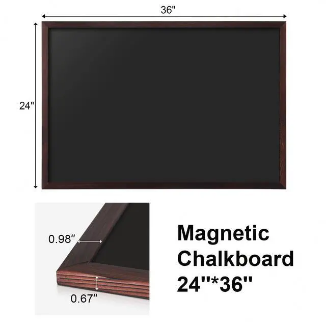 Alt view image 13 of 14 - Magnetic Chalkboard, 24 x 36 Inches Wooden-Framed Blackboard, Hanging Chalk Board for School Office Home and Restaurant Menu