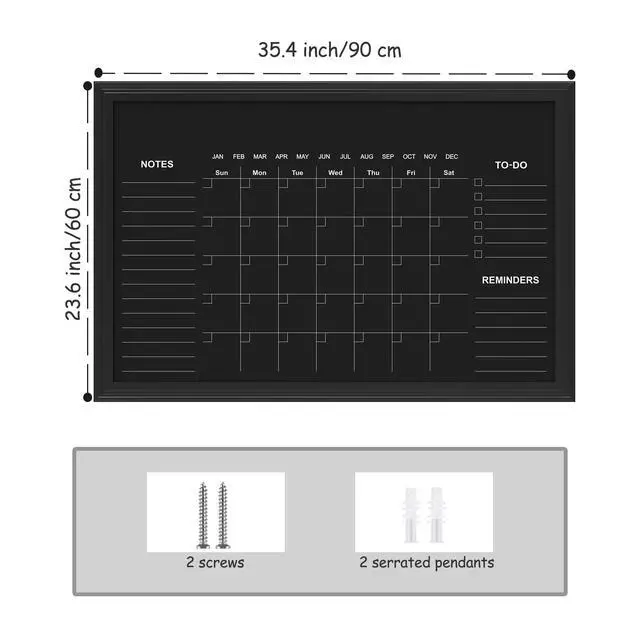 Alt view image 7 of 10 - Large Magnetic Chalkboard Calendar,24" × 36" Family Planner Chalk Board | Monthly and Weekly Chalkboard, Family Calendar Chalk Board for wall,Magnetic Surface, for Planning,Timetable Memo,Black Frame