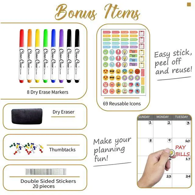 Alt view image 10 of 14 - Large Dry Erase Wall Calendar - 48"x58" 12-month 2026 Undated Reusable Yearly Calendar for Home, Office, School Projects - Jumbo Laminated Task Organizer