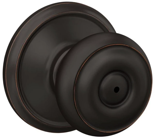 Alt view image 9 of 14 - F40 GEO 716 Georgian Door Knob, Bed & Bath Privacy Lock, Aged Bronze