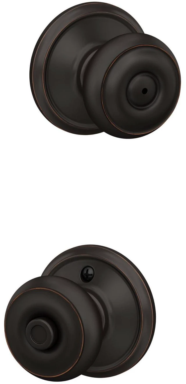 Alt view image 8 of 14 - F40 GEO 716 Georgian Door Knob, Bed & Bath Privacy Lock, Aged Bronze