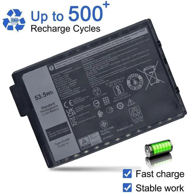 Alt view image 11 of 12 - XVJNP 53.5Wh Laptop Battery Compatible with Dell Latitude 5430 7330 Rugged Extreme P148G P148G001 P149G P149G001 Series 06JRCP 6JRCP 0M0TN3 M0TN3 KD1CT 451-BCWQ 11.4V 4457mAh