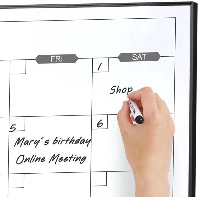 Alt view image 10 of 14 - Dry Erase Calendar for Wall, 36" x 24" Magnetic Monthly White Board Calendar Dry Erase, Hanging Whiteboard Planner for School, Home, Office, Black Frame