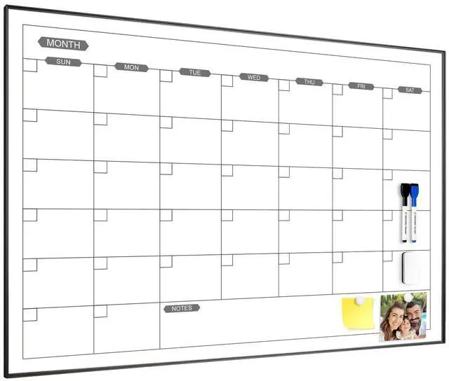 Alt view image 8 of 14 - Dry Erase Calendar for Wall, 36" x 24" Magnetic Monthly White Board Calendar Dry Erase, Hanging Whiteboard Planner for School, Home, Office, Black Frame