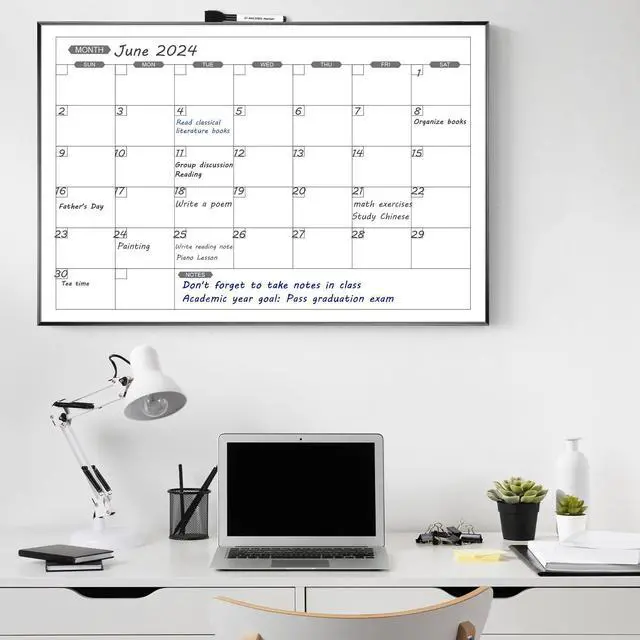 Alt view image 14 of 14 - Dry Erase Calendar for Wall, 36" x 24" Magnetic Monthly White Board Calendar Dry Erase, Hanging Whiteboard Planner for School, Home, Office, Black Frame