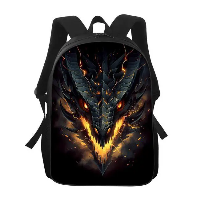 Alt view image 9 of 14 - Dragon School Backpack Cool Fire Dragon Bookbag for Teens Kids Boys Girls, Large 17 inch Elementary Junior High University School Bag, Water Resistant Casual Travel Daypack Backpack