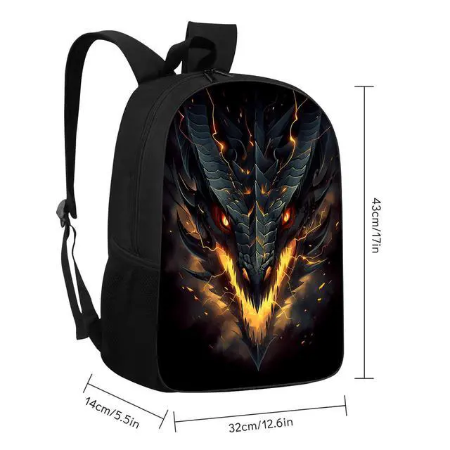 Alt view image 10 of 14 - Dragon School Backpack Cool Fire Dragon Bookbag for Teens Kids Boys Girls, Large 17 inch Elementary Junior High University School Bag, Water Resistant Casual Travel Daypack Backpack