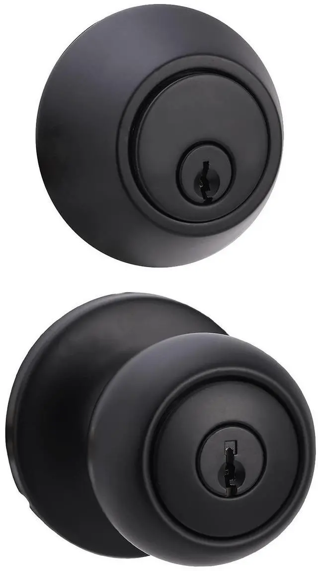 Alt view image 8 of 14 - Exterior Door Knob with Key Lock and Deadbolt, Keyed Alike, Coastal, Matte Black