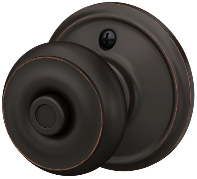 Alt view image 14 of 14 - F40 GEO 716 Georgian Door Knob, Bed & Bath Privacy Lock, Aged Bronze