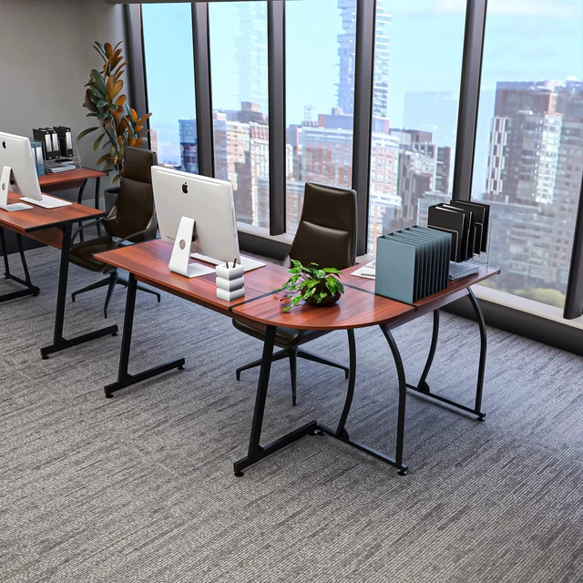 Alt view image 10 of 12 - 58'' L-Shaped Gaming Desk Computer Corner Desk Reversible Table Home Office Desk PC Workstation Study Writing Desk Wood & Steel