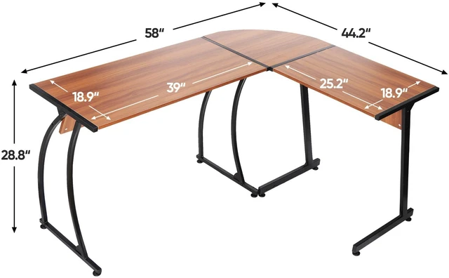 Alt view image 9 of 12 - 58'' L-Shaped Gaming Desk Computer Corner Desk Reversible Table Home Office Desk PC Workstation Study Writing Desk Wood & Steel