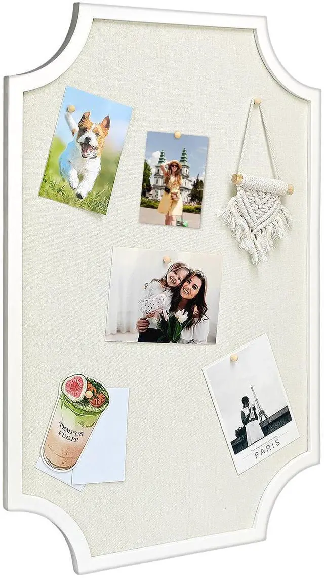 Alt view image 8 of 14 - Linen Bulletin Board, Large 20"x30" Pin Board for Walls, Fabric Bulletin Board for Home Kitchen Office Decorative, White Frame Cork Board(White-5075)
