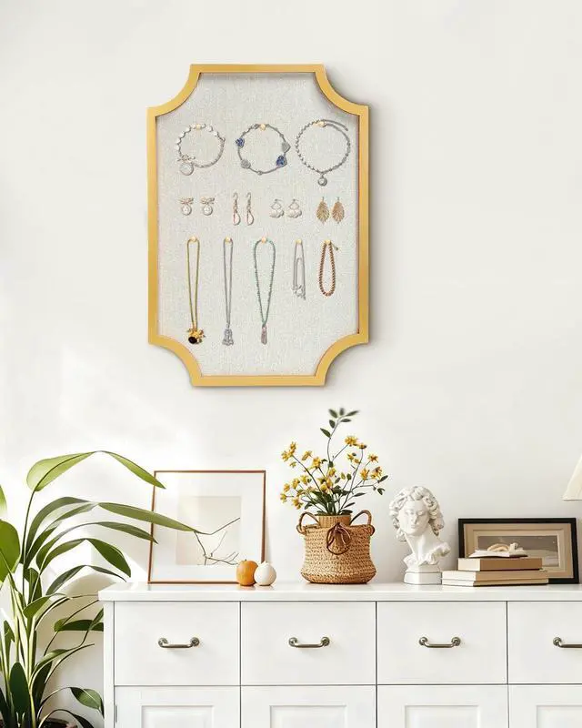Alt view image 11 of 14 - Large Linen Bulletin Board, 20"x30" Pin Board for Walls, Fabric Bulletin Board for Home Kitchen Office DecorativeGold Frame Cork Board(Gold-5075)