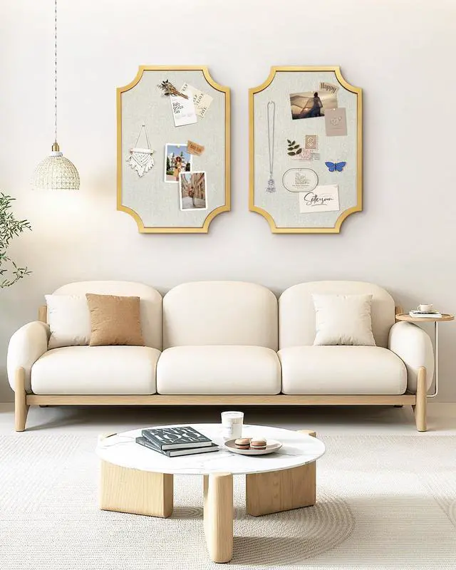 Alt view image 13 of 14 - Large Linen Bulletin Board, 20"x30" Pin Board for Walls, Fabric Bulletin Board for Home Kitchen Office DecorativeGold Frame Cork Board(Gold-5075)