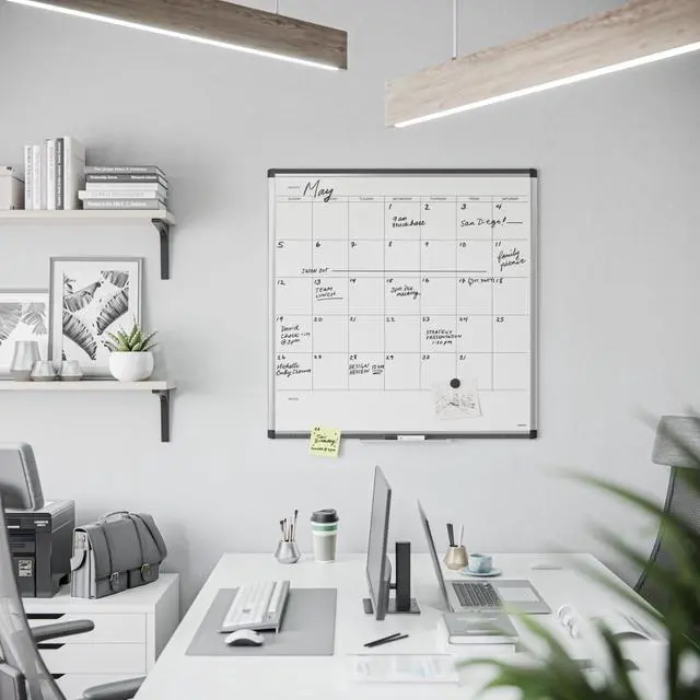 Alt view image 11 of 12 - PINIT Magnetic Dry Erase Monthly Calendar White Board, 36" x 36" Inches, Silver Aluminum Frame