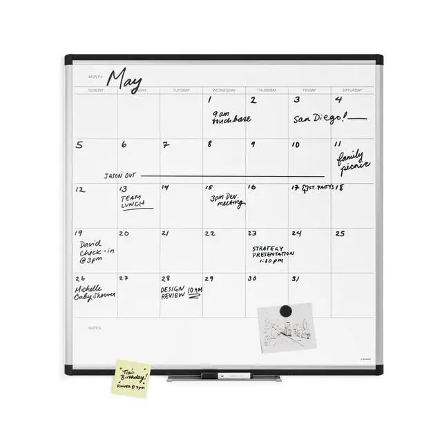 Alt view image 9 of 12 - PINIT Magnetic Dry Erase Monthly Calendar White Board, 36" x 36" Inches, Silver Aluminum Frame