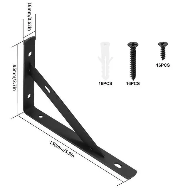 Alt view image 9 of 14 - Heavy Duty Shelf Brackets - 8 Pcs L Shaped Metal Wall Mount Shelves Support for Floating Shelves (3.7 x 6 inch)