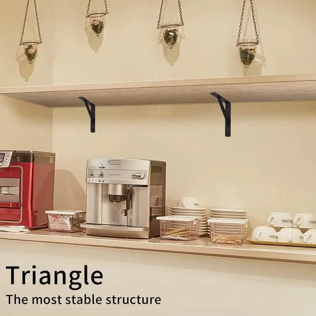 Alt view image 13 of 14 - Heavy Duty Shelf Brackets - 8 Pcs L Shaped Metal Wall Mount Shelves Support for Floating Shelves (3.7 x 6 inch)