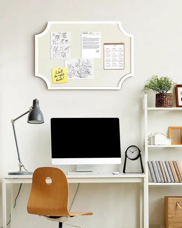 Alt view image 12 of 14 - Linen Bulletin Board, Large 20"x30" Pin Board for Walls, Fabric Bulletin Board for Home Kitchen Office Decorative, White Frame Cork Board(White-5075)