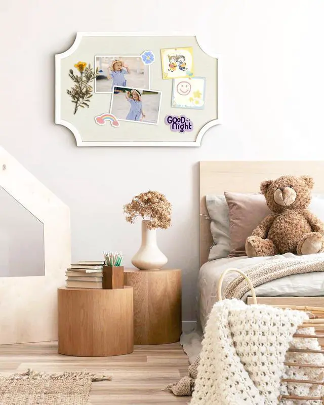 Alt view image 14 of 14 - Linen Bulletin Board, Large 20"x30" Pin Board for Walls, Fabric Bulletin Board for Home Kitchen Office Decorative, White Frame Cork Board(White-5075)