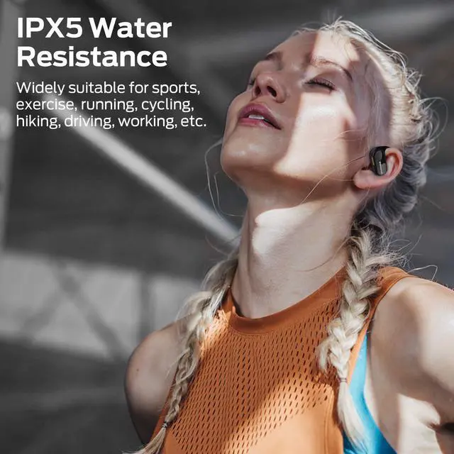 Alt view image 12 of 13 - Open Ear AC312 Headphones, Bluetooth 5.4 Wireless Earbuds with Noise-Cancelling Mic for Clear Calls, Powerful Sound by 16mm Large Drivers, Touch Control 32H Playtime, IPX5 Waterproof for Sport