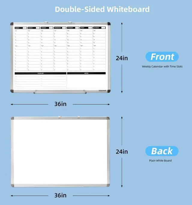 Alt view image 8 of 9 - Large Weekly Dry Erase Board, Weekly Planner whiteboard with Hourly time Slots, Whiteboard Weekly Calendar for Schedule for wall 36" X 24" Double-Sided for Office, Home and School