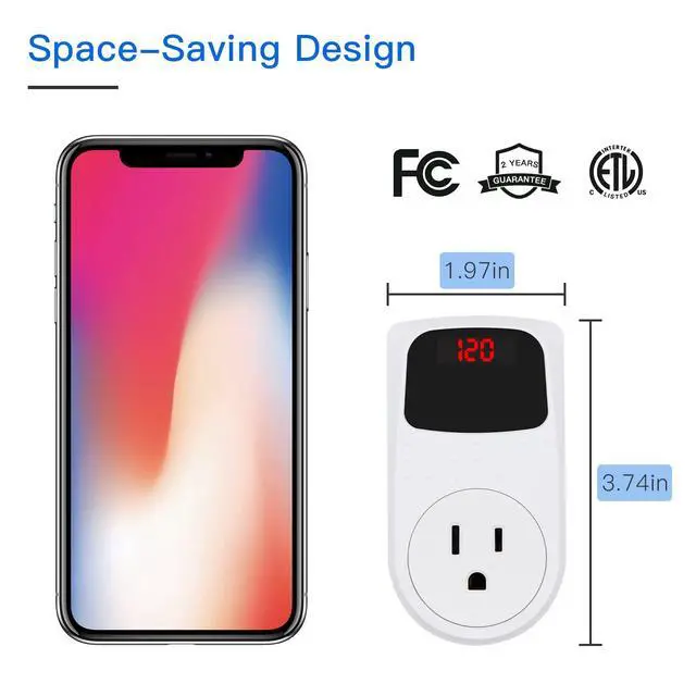 Alt view image 9 of 9 - Surge Protector, Power Surge Protector Outlet, Voltage Regulator, Heavy Duty Whole House Wall Surge Protector for Home, Office, Travel, LED Indicator Light, Single Outlet, 120V, 15A, 2 Pack