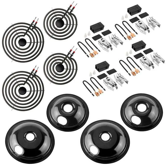 Alt view image 8 of 14 - 2026 MP22YA Electric Range Burner Element Unit Set with 330031 Range Burner Receptacle Kit & 5304430149 5304430150 Porcelain Drip Pan Set for Frigidaire Whirlpool Kenmore Maytag Range Oven