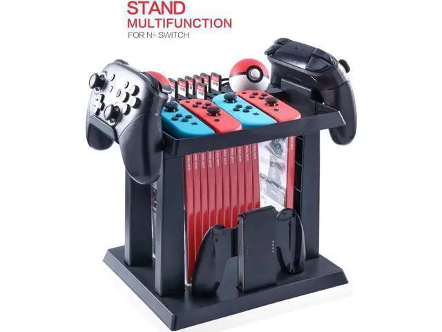 Alt view image 8 of 14 - Storage Stand for Nintendo Switch Storage Stand Controller Holder for Nintendo Switch Accessories and 2 Poke Ball Plus Controllers